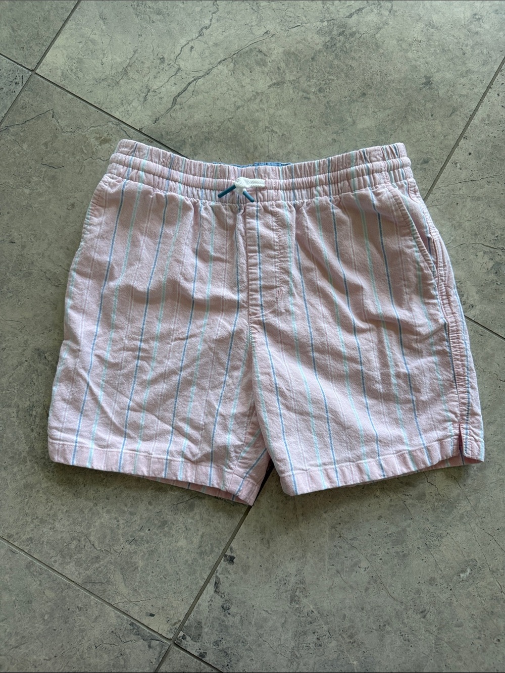 Vineyard Vines Pink and Light Blue Striped Drawstring Shorts
